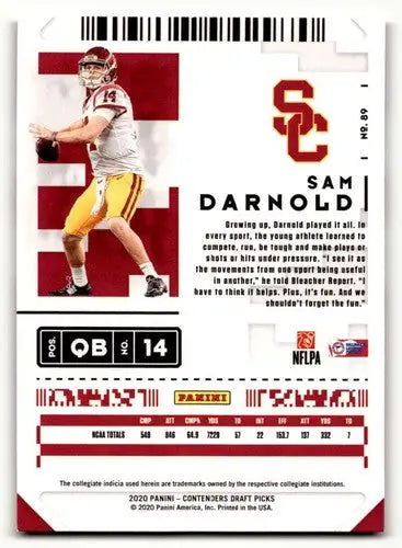 2020 Panini Contenders Draft Picks #89 Sam Darnold Trojans Football ID:55959 - Football Card Single