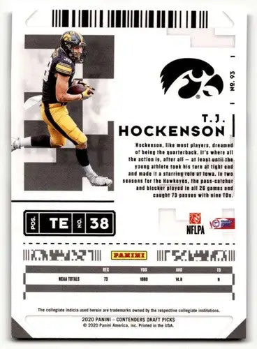 2020 Panini Contenders Draft Picks #93 T.J. Hockenson NM Near Mint ID:55942 - Football Card Single