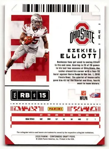2020 Panini Contenders Draft Picks #Ezekiel Elliott Ohio State Bucke ID:55954 - Football Card Single