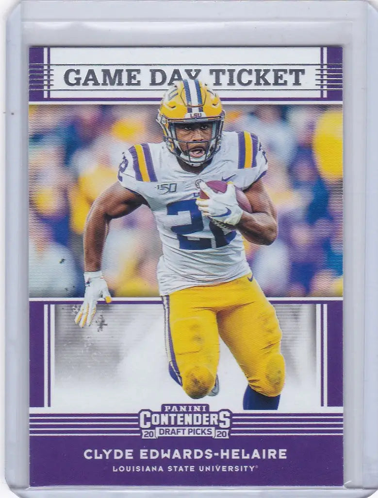 Football trading card of Clyde Edwards-Helaire from Panini Contenders Draft picks LSU