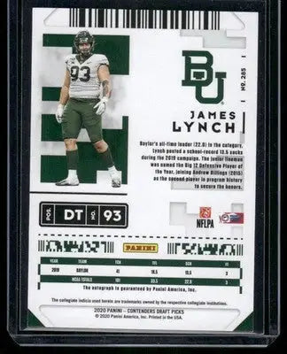 2020 Panini Contenders Draft Picks James Lynch #235 College Ticket Football
