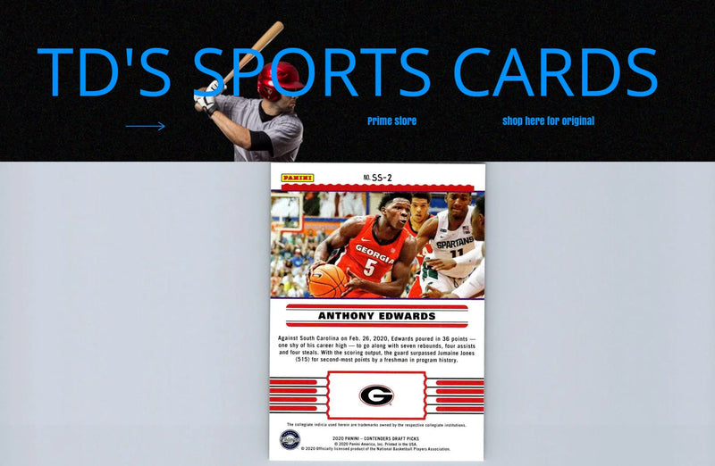 Anthony Edwards basketball card from 2020 Panini Contenders Draft Picks Front-Row Seats