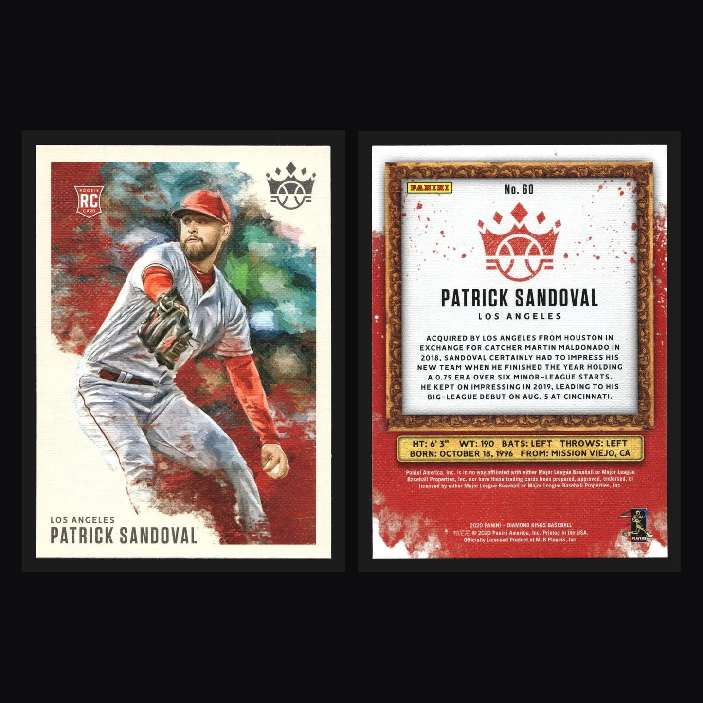 2020 Panini Diamond Kings #60 Patrick Sandoval Angels RC - Baseball Card Single