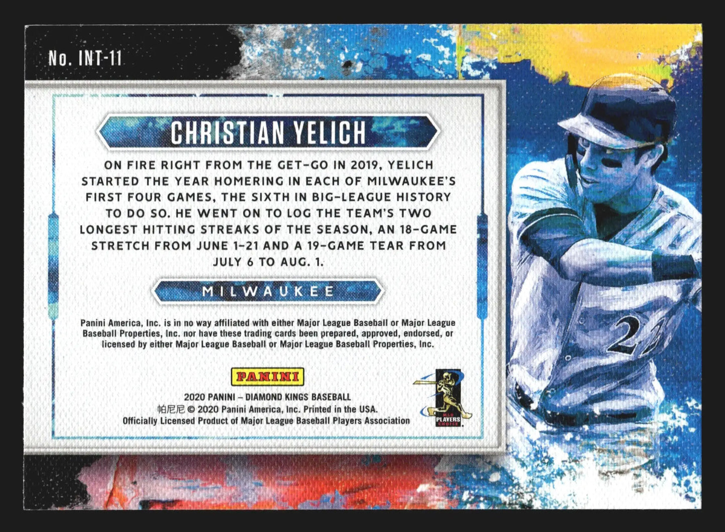 2020 Panini Diamond Kings In the Zone #INT-11 Christian Yelich - Baseball Card Single