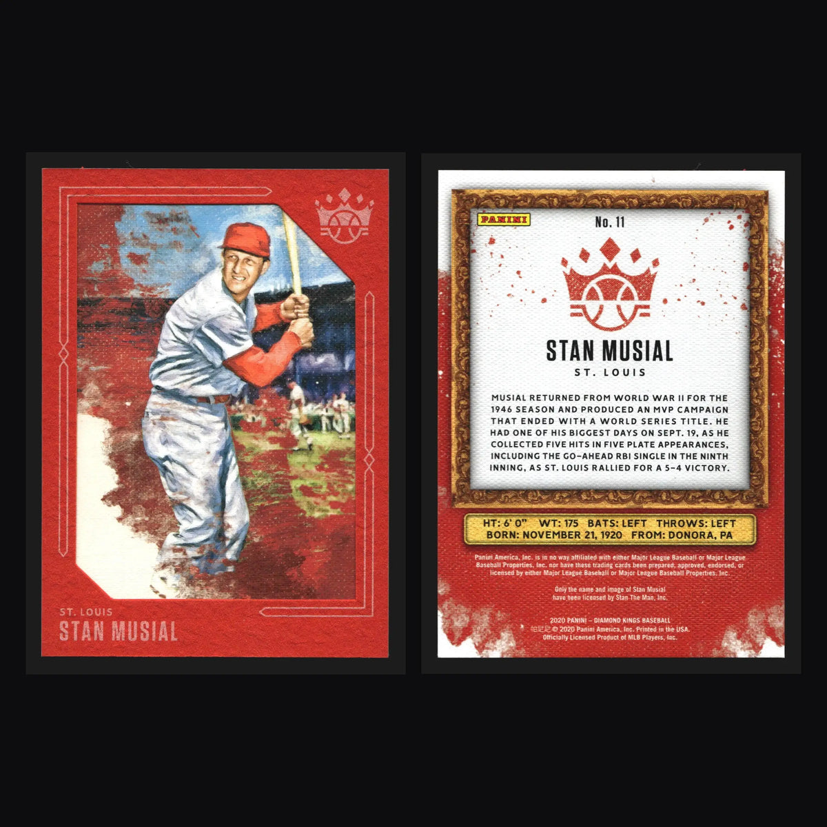 2020 Panini Diamond Kings Stan Musial #11 Red Frame Cardinals HOF - Baseball Card Single