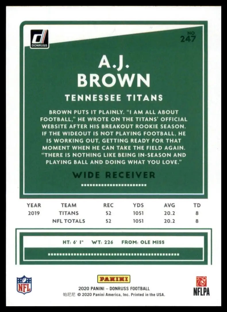 2020 Panini Donruss - A.J. Brown #247 - Football Card Single