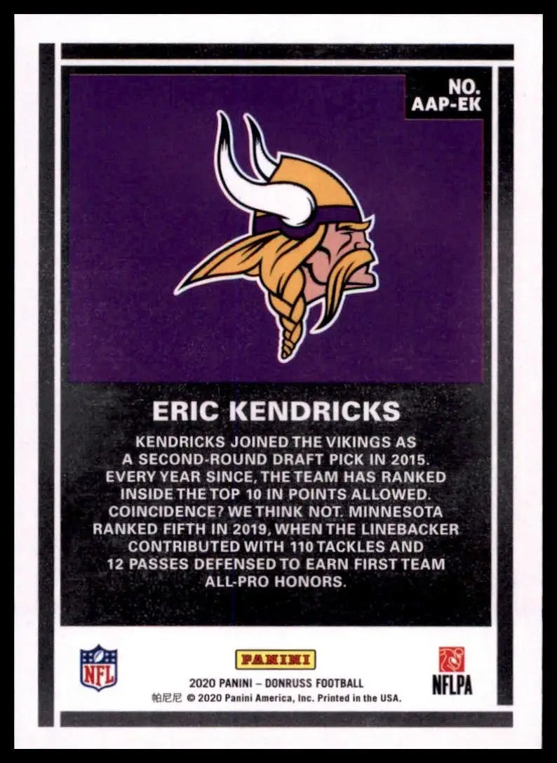 2020 Panini Donruss - Action All-Pros Eric Kendricks #AAP-EK - Football Card Single