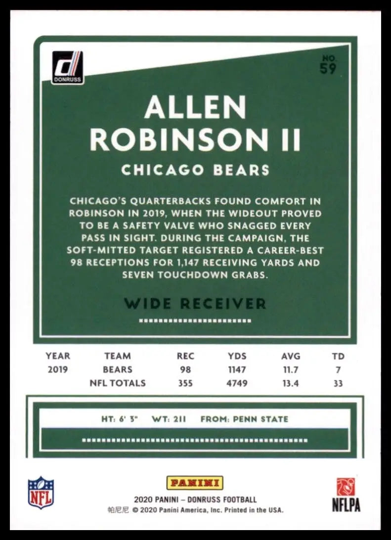 2020 Panini Donruss - Allen Robinson #59 - Football Card Single