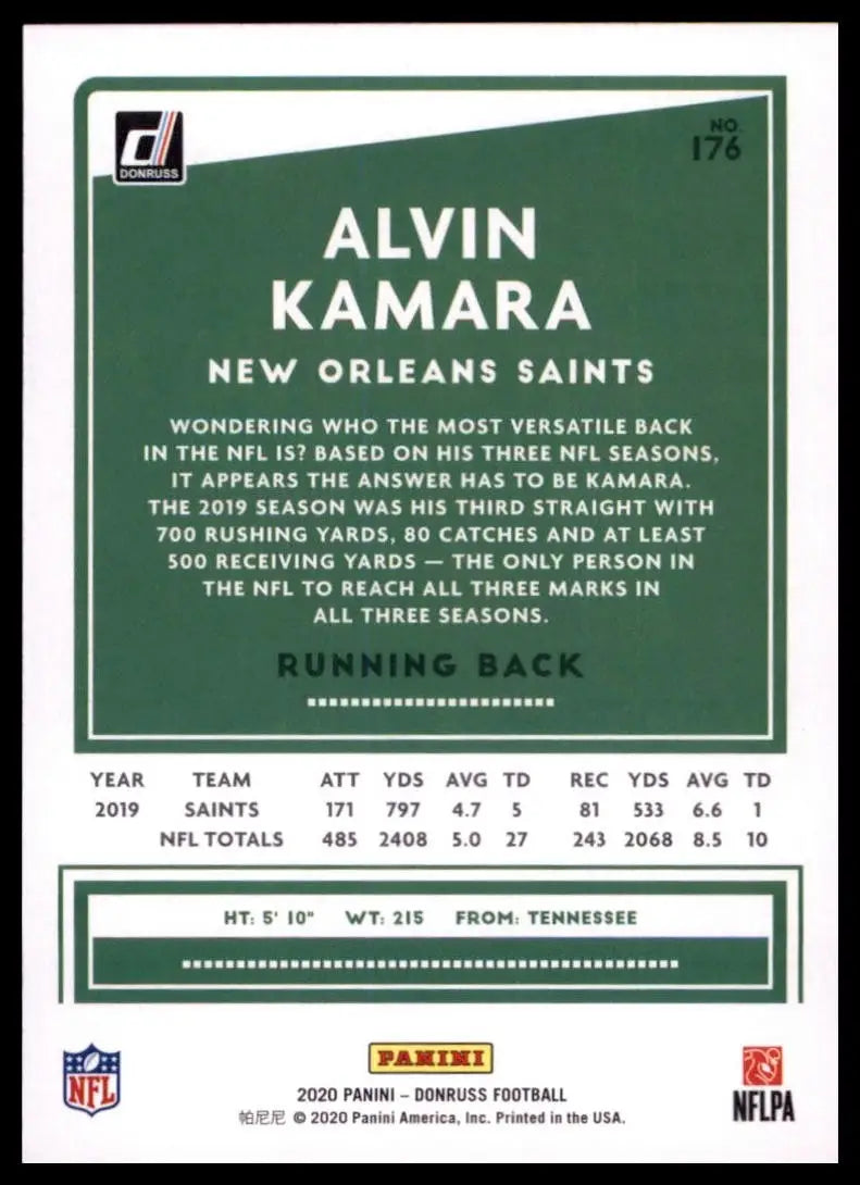 2020 Panini Donruss - Alvin Kamara #176 Press Proof Red