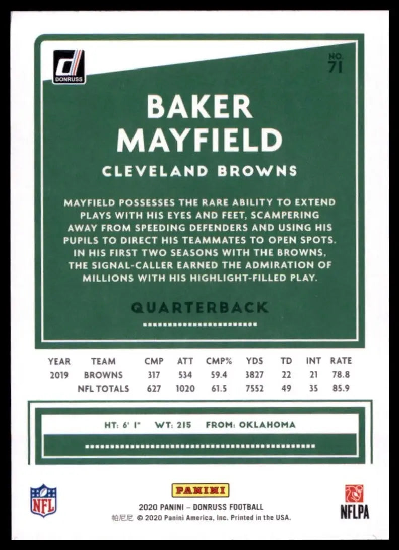2020 Panini Donruss - Baker Mayfield #71 - Football Card Single