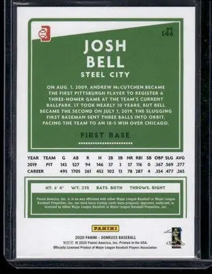 2020 Panini Donruss Baseball Josh Bell #146 Baseball - Baseball Card Single
