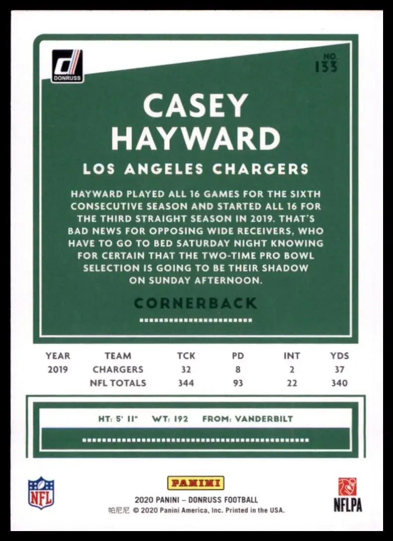 2020 Panini Donruss - Casey Hayward #133 - Football Card Single