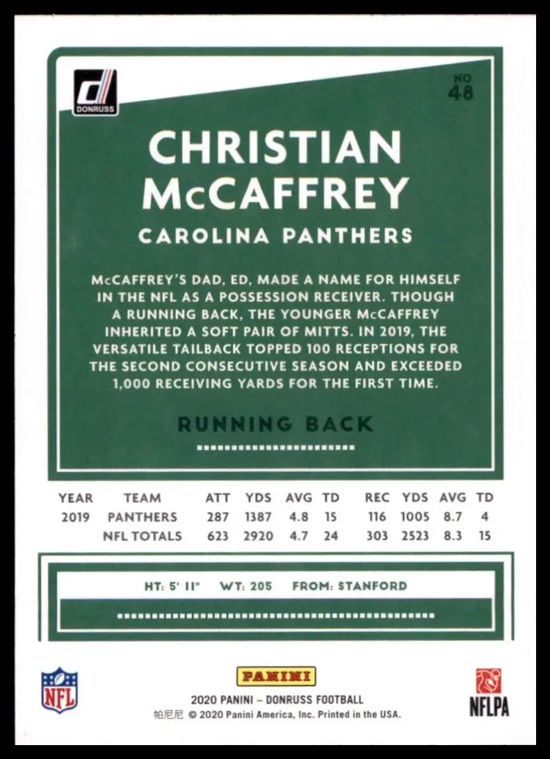 2020 Panini Donruss - Christian McCaffrey #48 - Football Card Single
