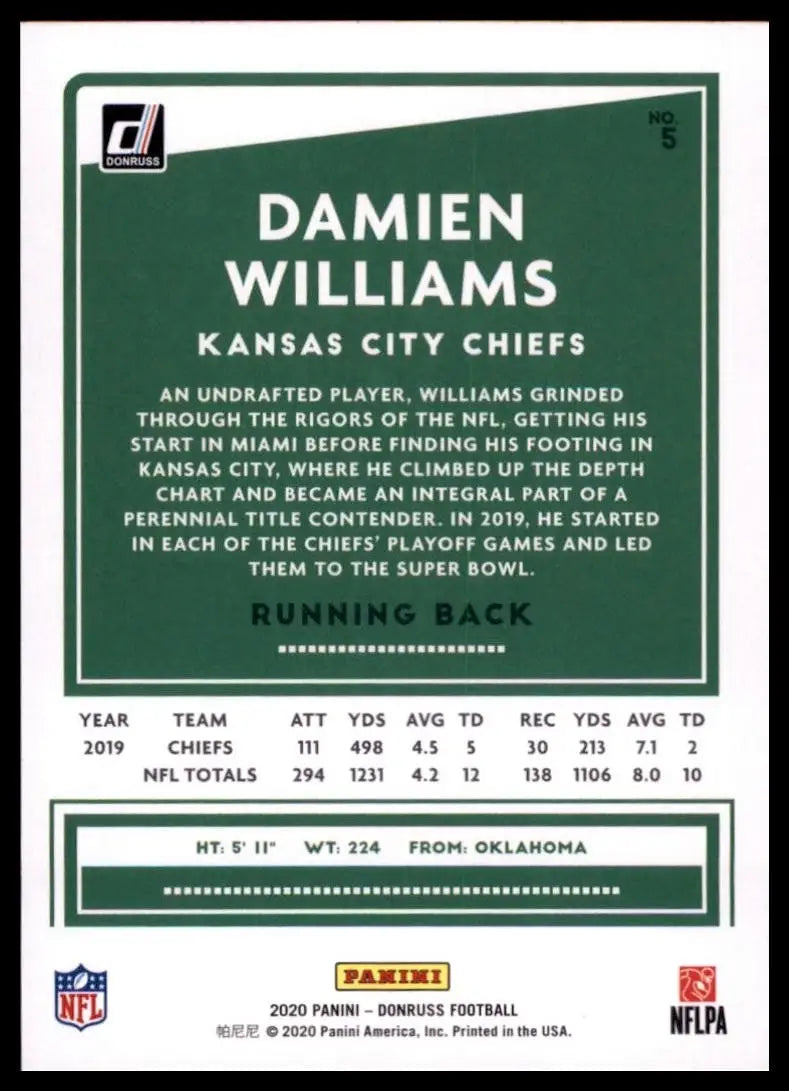 2020 Panini Donruss - Damien Williams #5 - Football Card Single