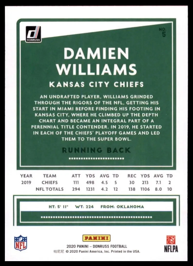 2020 Panini Donruss - Damien Williams #5 Press Proof Blue