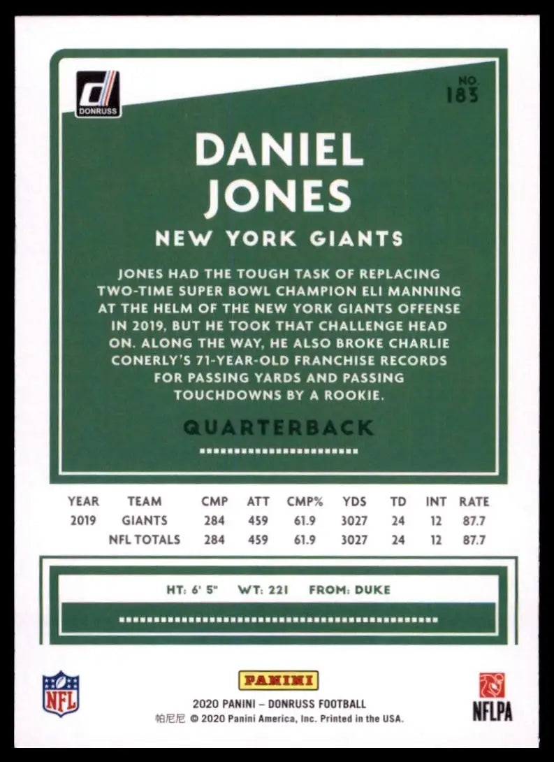 2020 Panini Donruss - Daniel Jones #183 Press Proof Red