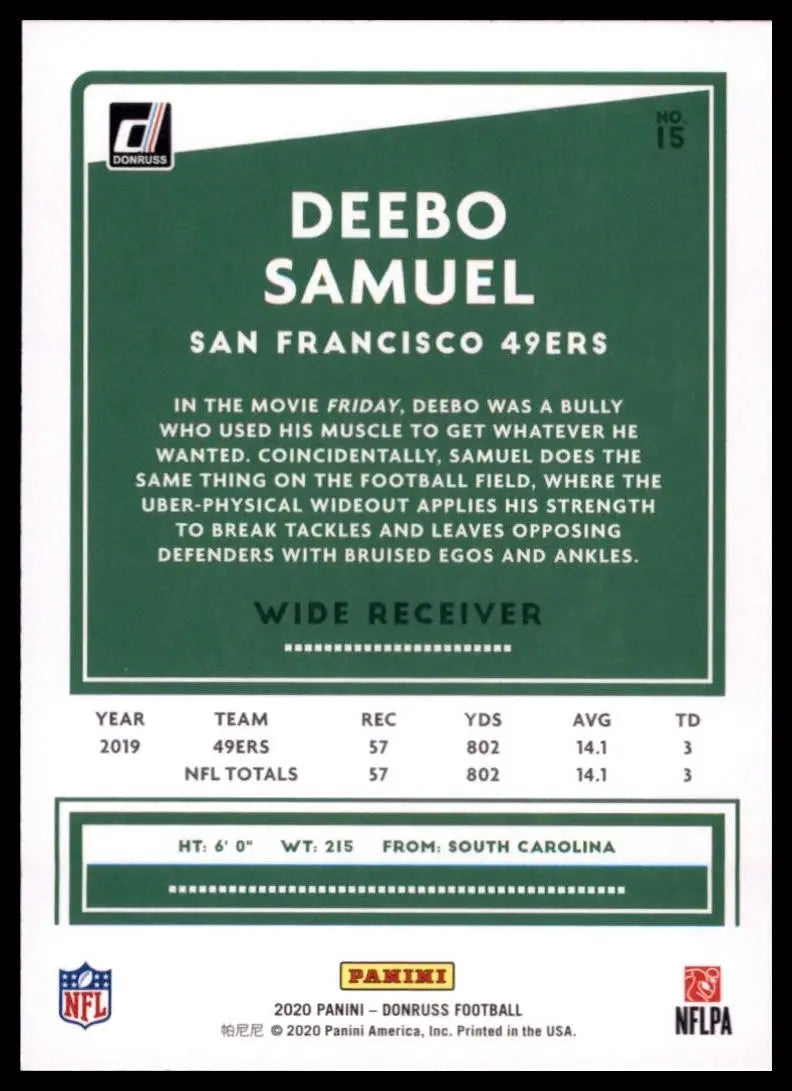 2020 Panini Donruss - Deebo Samuel #15 - Football Card Single