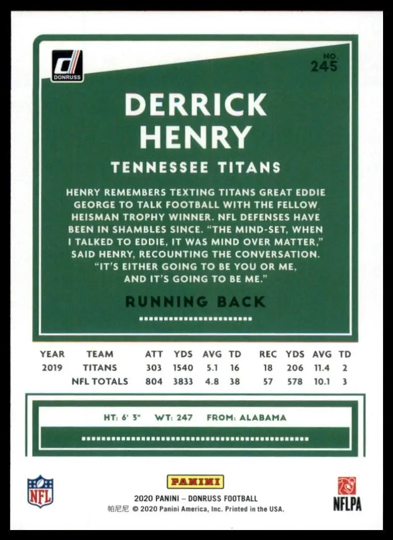 2020 Panini Donruss - Derrick Henry #245 - Football Card Single