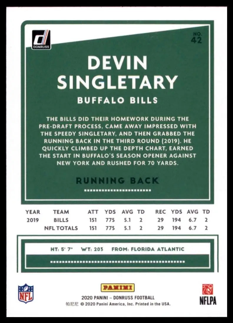 2020 Panini Donruss - Devin Singletary #42 - Football Card Single