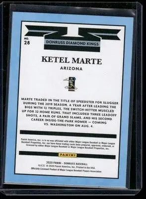 2020 Panini Donruss Diamond Kings Ketel Marte #28 Baseball - Baseball Card Single