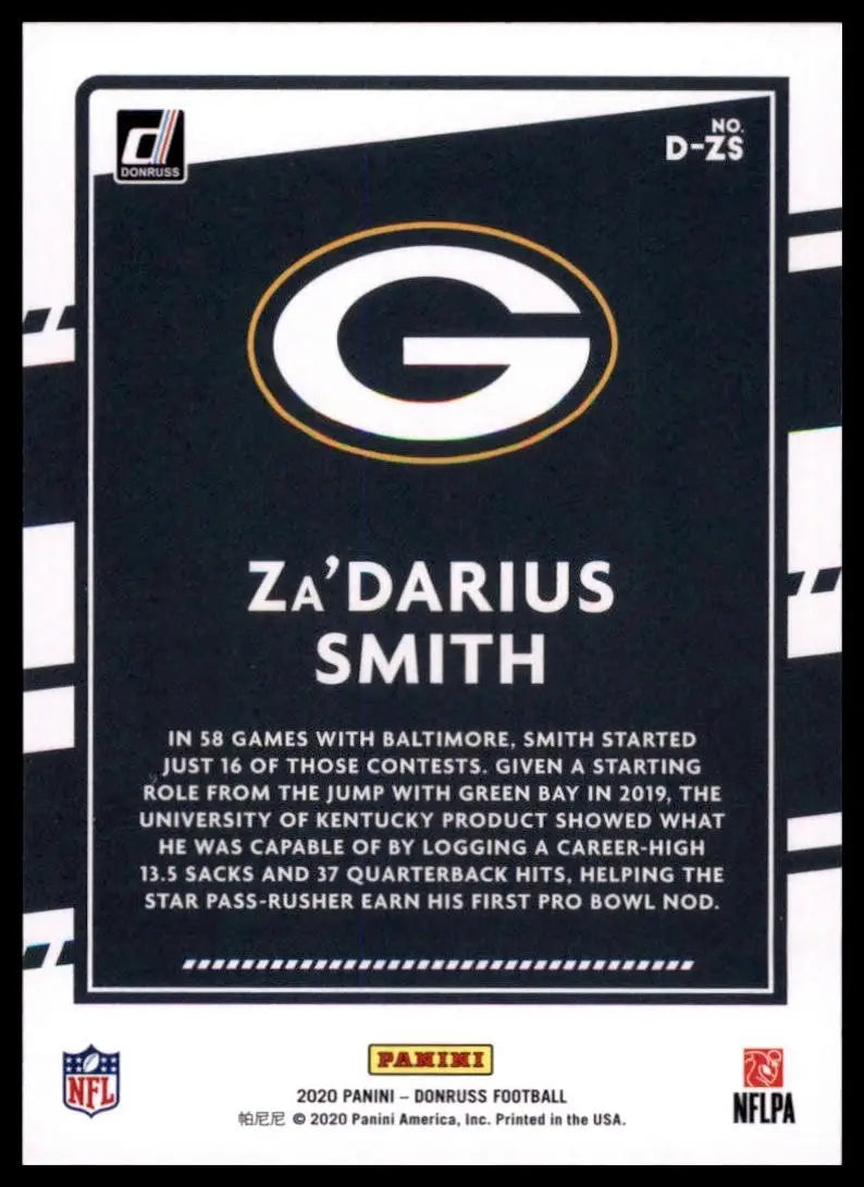 2020 Panini Donruss - Dominators Za’Darius Smith #D-ZS