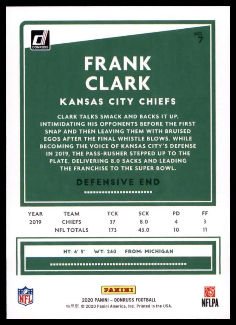 2020 Panini Donruss - Frank Clark #7 Press Proof Blue