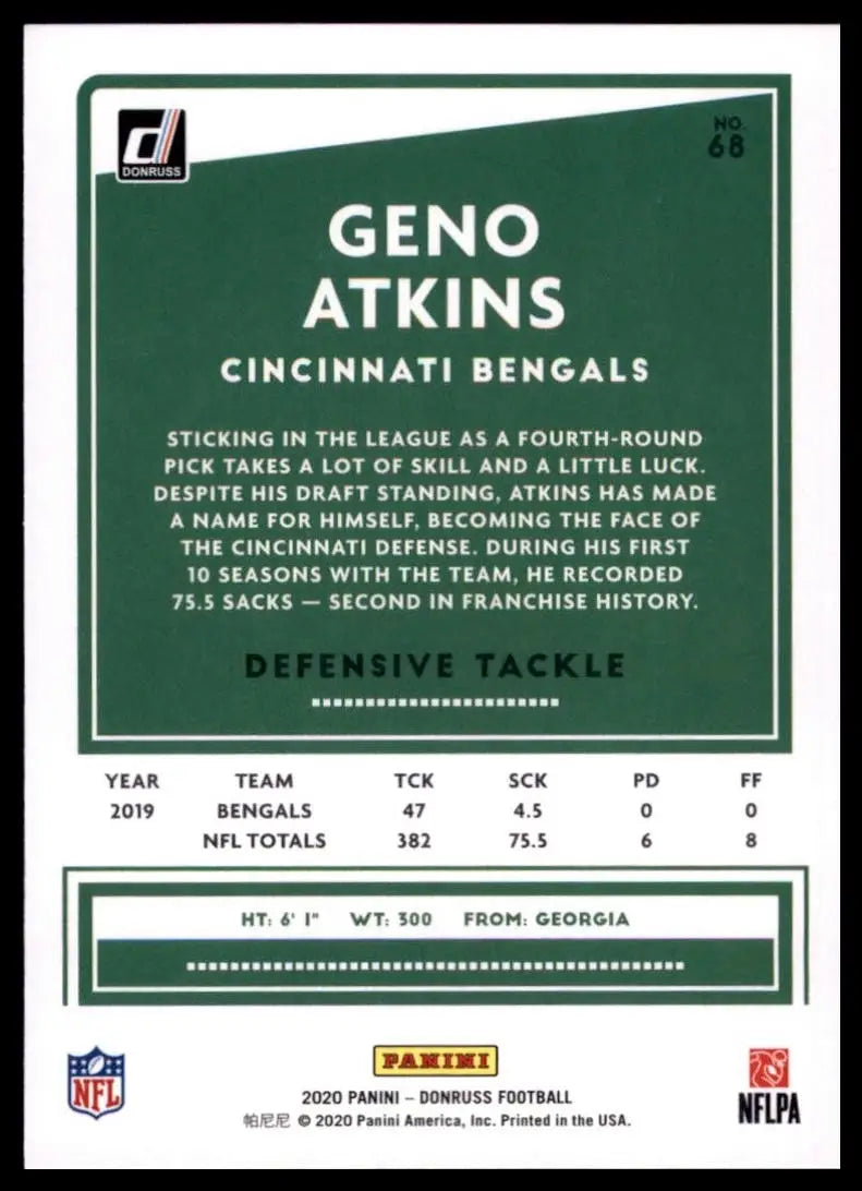 2020 Panini Donruss - Geno Atkins #68 - Football Card Single