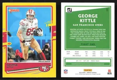 2020 Panini Donruss GEORGE KITTLE #11 Press Proof Yellow San Francisco 49ers - Football Card Single