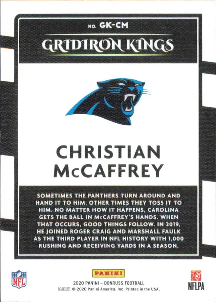 2020 Panini Donruss Gridiron Kings #GK-CM Christian McCaffrey Carolina Panthers - Football Card Single
