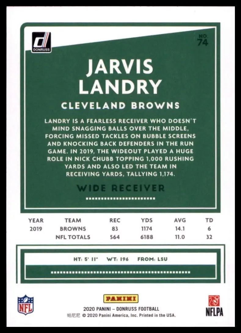 2020 Panini Donruss - Jarvis Landry #74 - Football Card Single