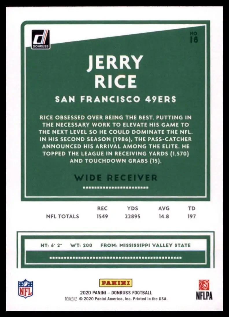 2020 Panini Donruss - Jerry Rice #18 - Football Card Single
