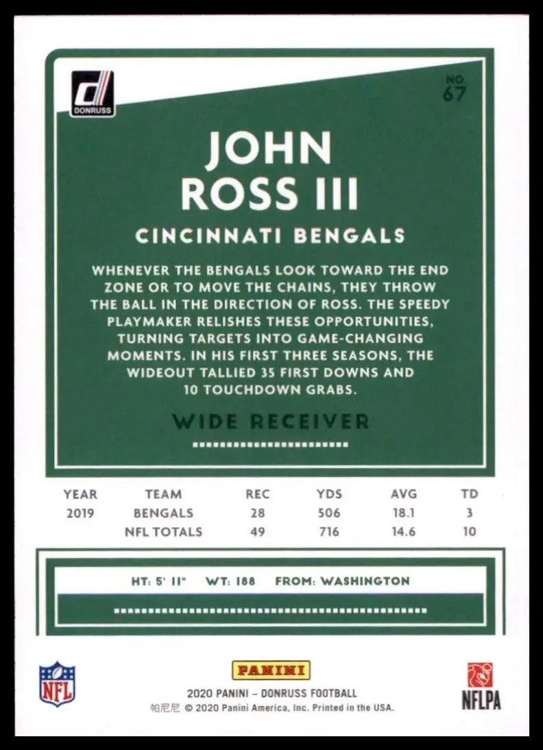 2020 Panini Donruss - John Ross #67 - Football Card Single