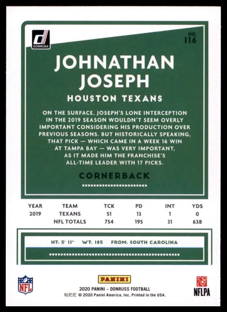 2020 Panini Donruss - Johnathan Joseph #116 - Football Card Single
