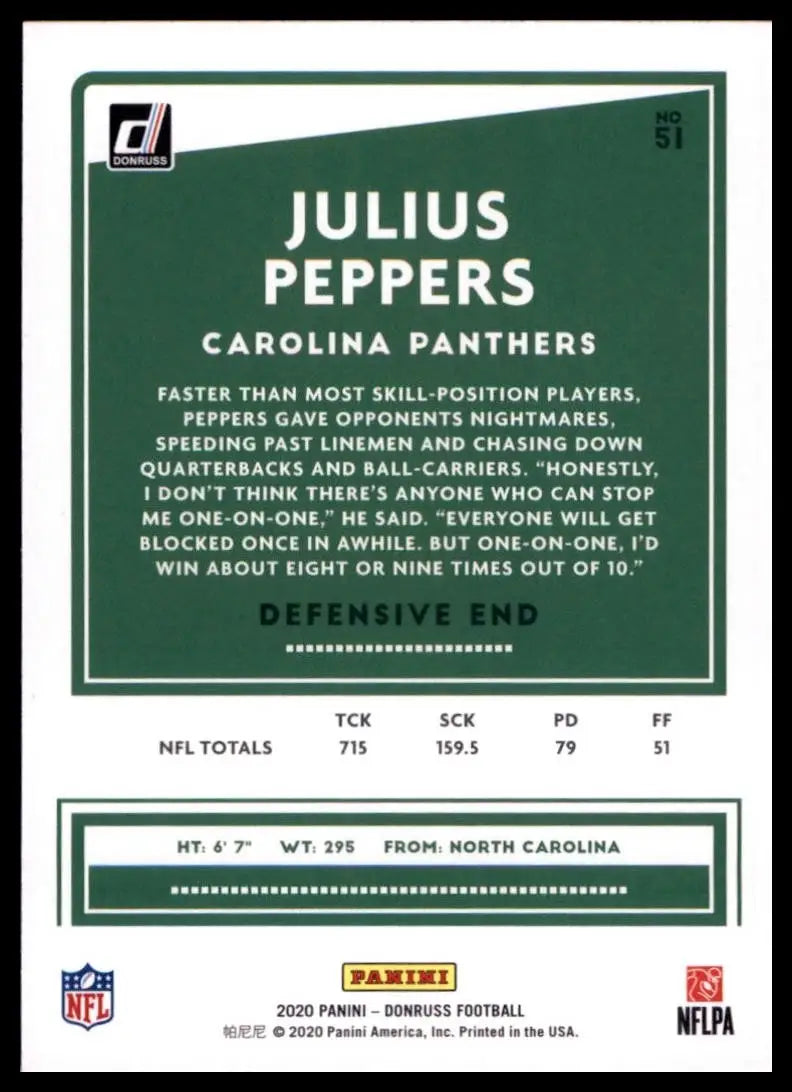 2020 Panini Donruss - Julius Peppers #51 - Football Card Single