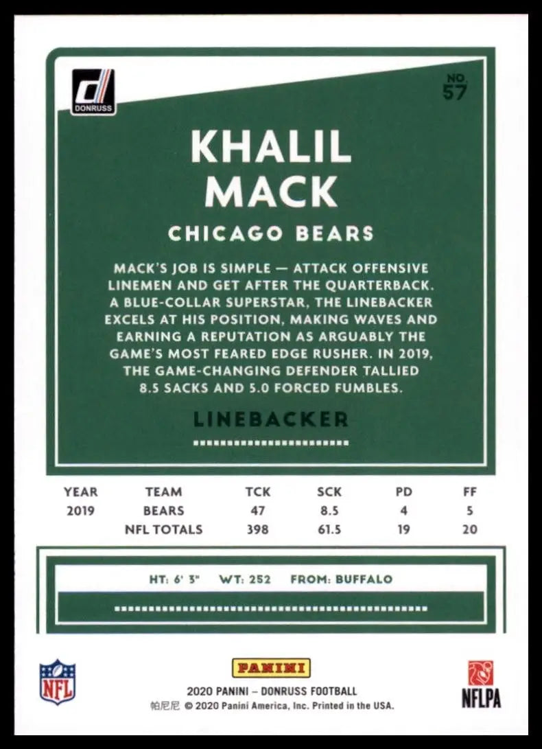 2020 Panini Donruss - Khalil Mack #57 - Football Card Single