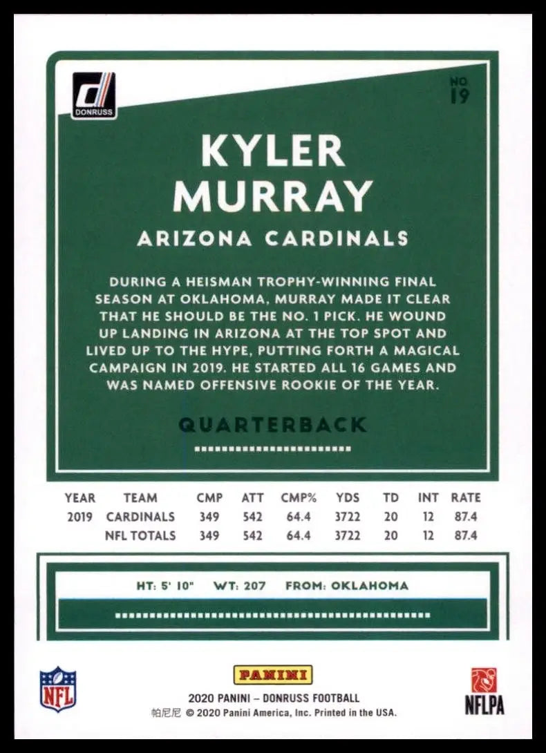 2020 Panini Donruss - Kyler Murray #19 - Football Card Single