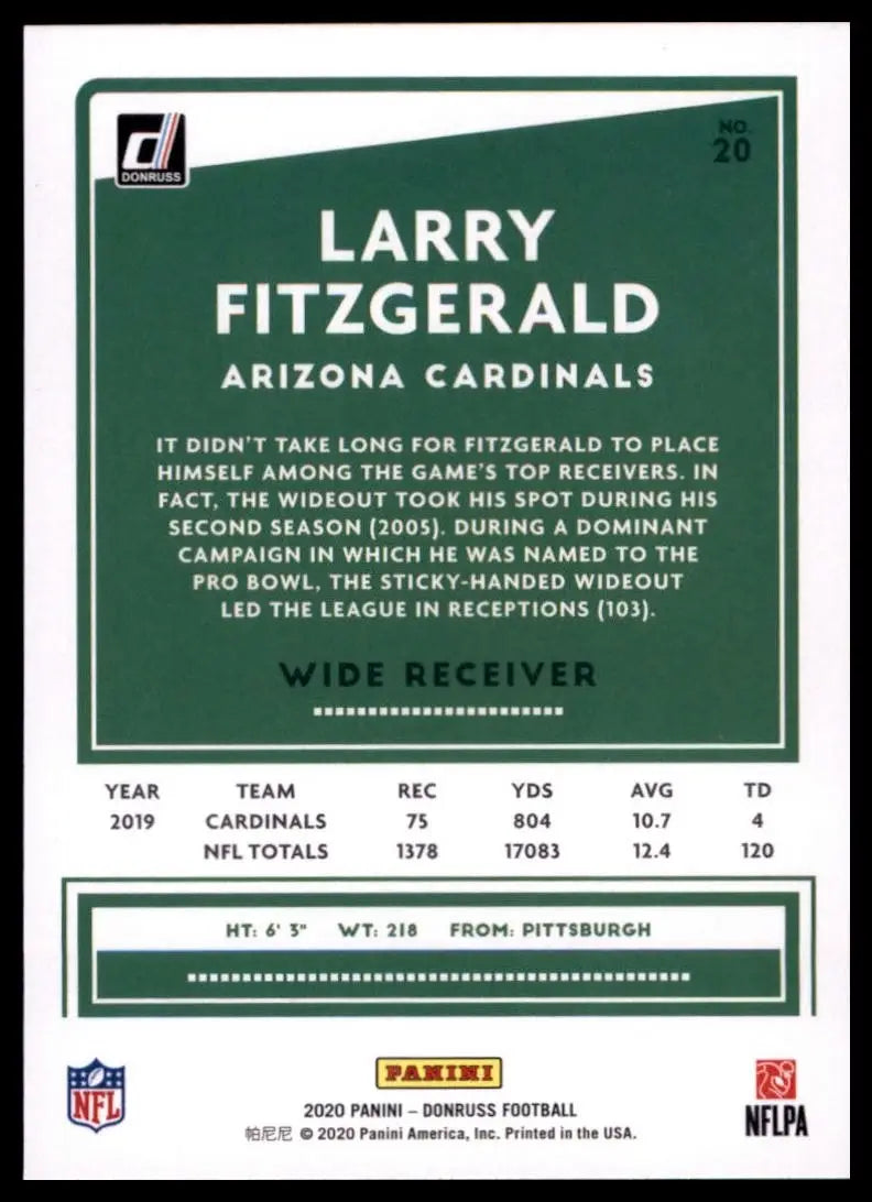 2020 Panini Donruss - Larry Fitzgerald #20 - Football Card Single