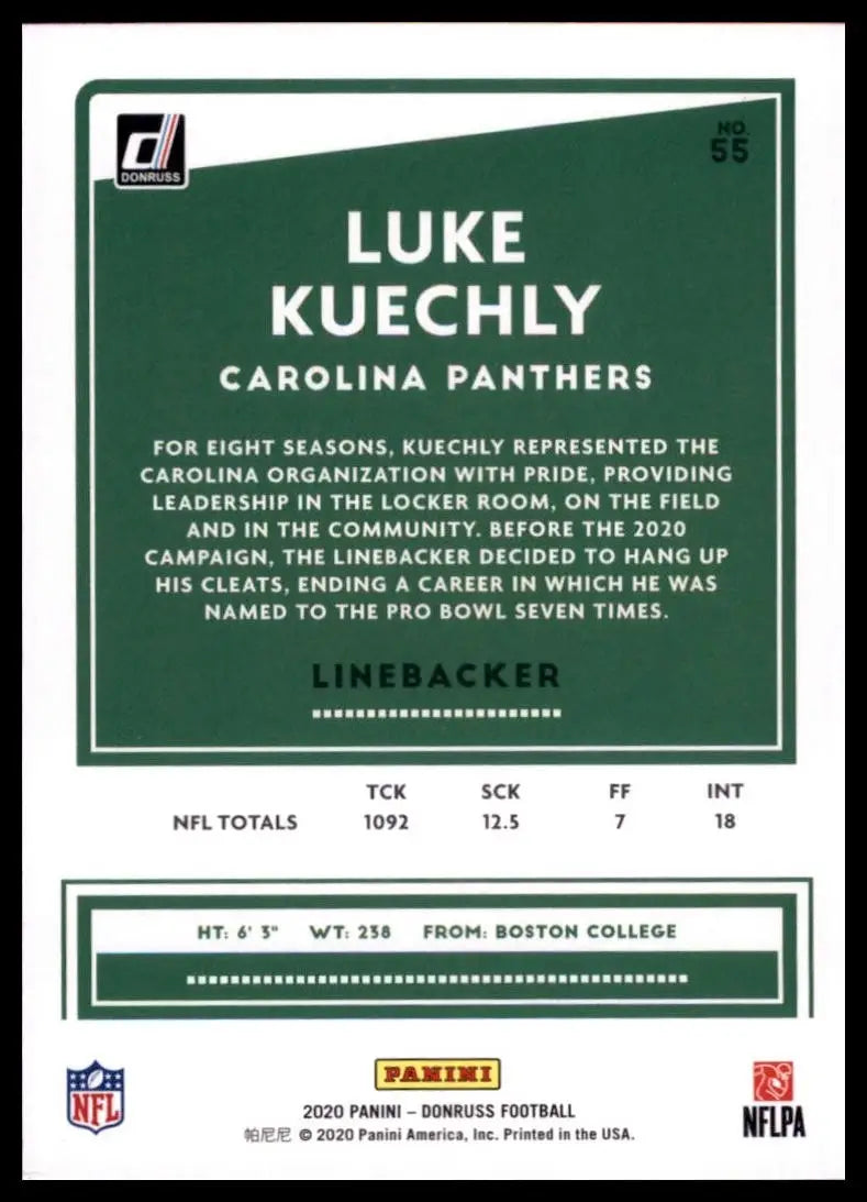 2020 Panini Donruss - Luke Kuechly #55 - Football Card Single