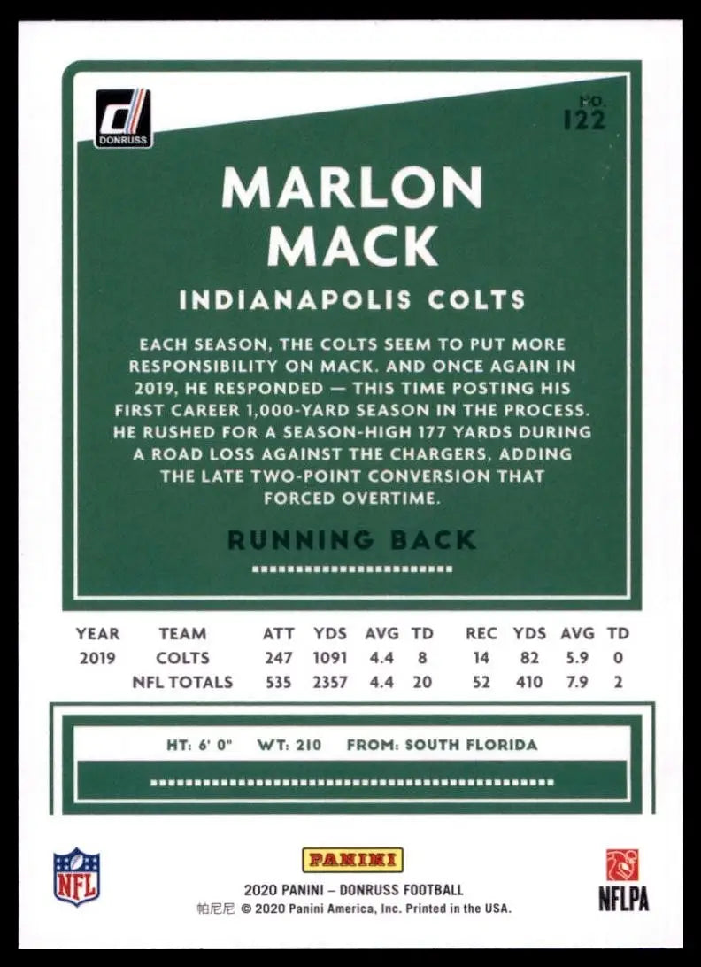 2020 Panini Donruss - Marlon Mack #122 - Football Card Single