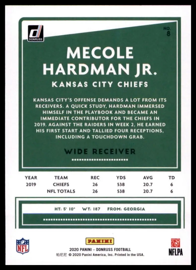2020 Panini Donruss - Mecole Hardman Jr. #8 - Football Card Single