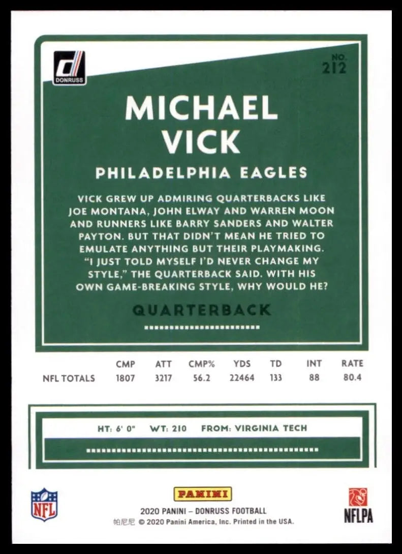 2020 Panini Donruss - Michael Vick #212 Press Proof Blue