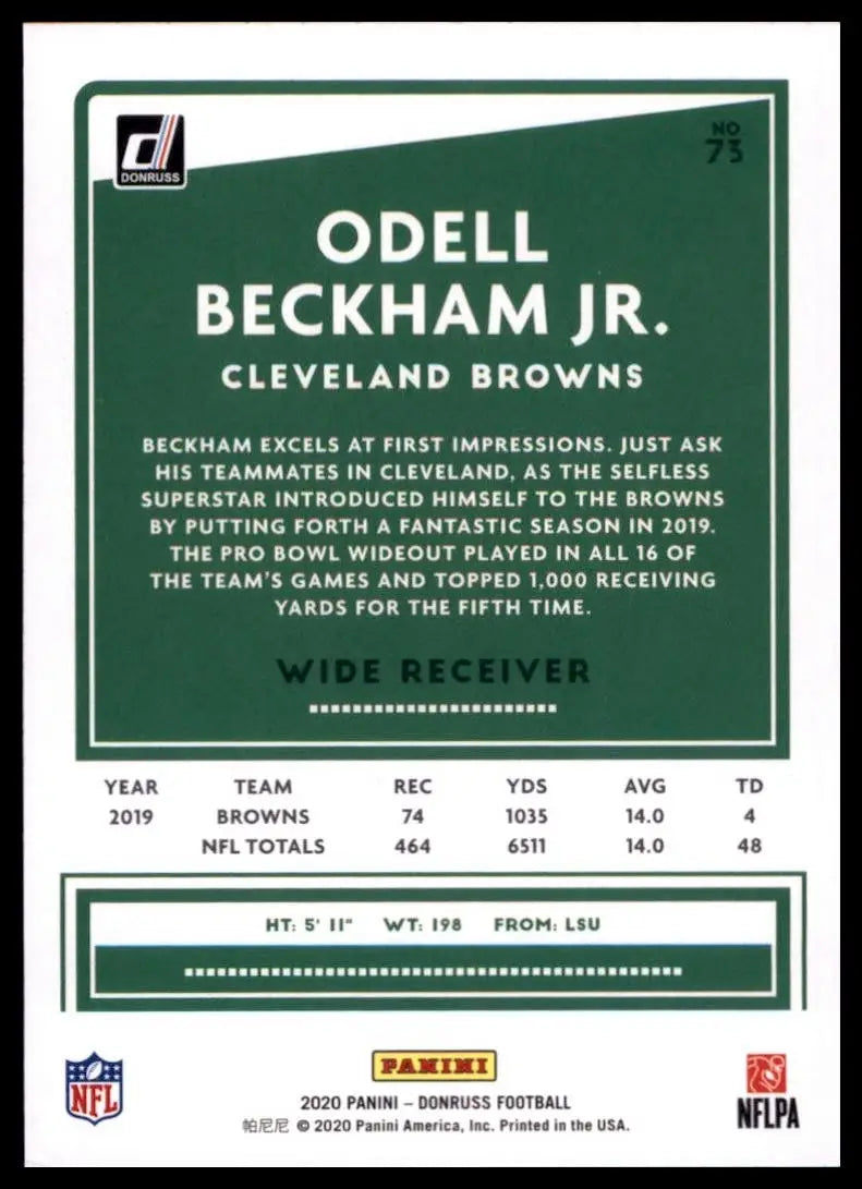 2020 Panini Donruss - Odell Beckham Jr. #73 - Football Card Single