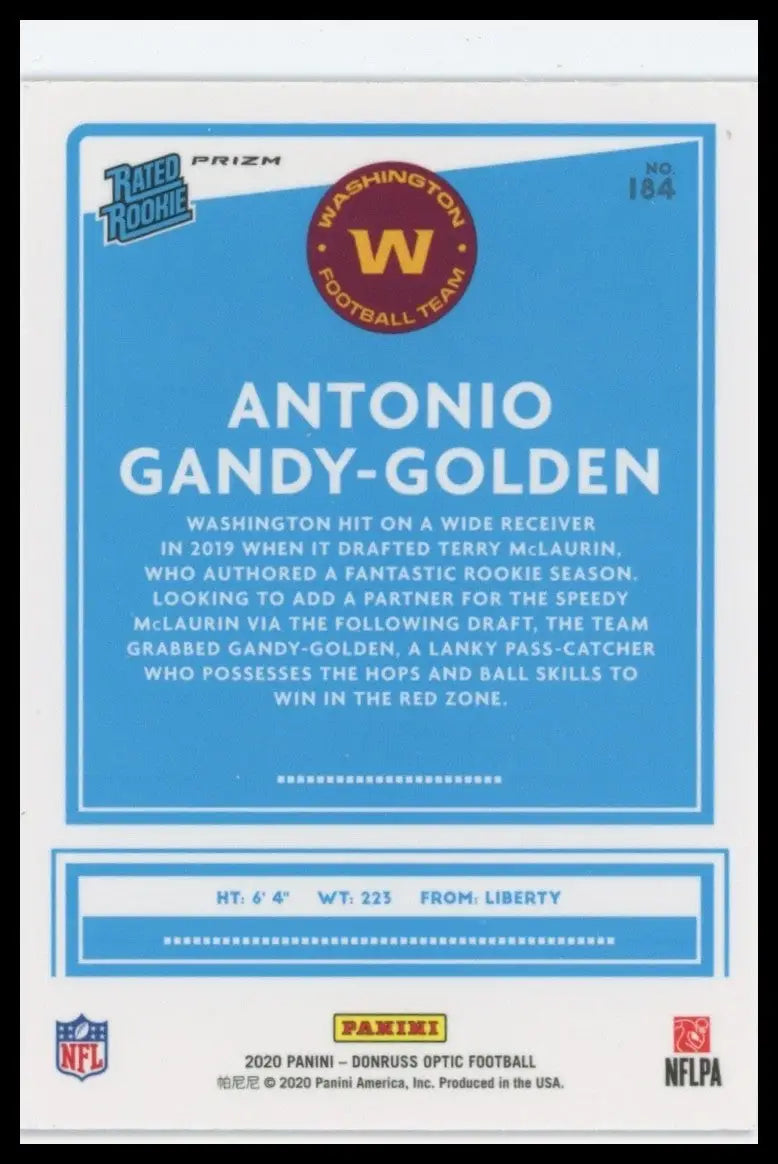 2020 Panini Donruss Optic - Rated Rookies Antonio Gandy-Golden #184 Pink - Football Card Single