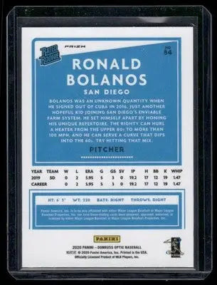 2020 Panini Donruss Optic Ronald Bolanos #84 Prizm Baseball - Baseball Card Single