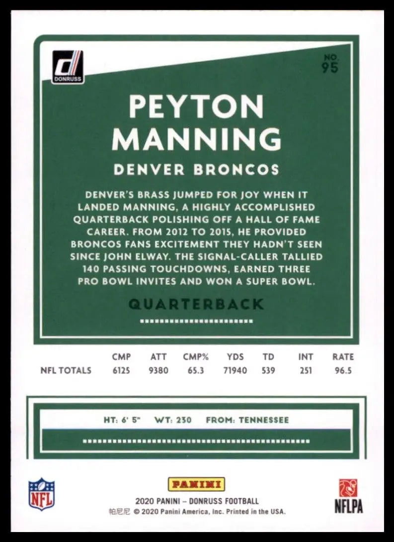 2020 Panini Donruss - Peyton Manning #95 - Football Card Single