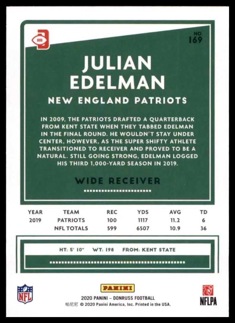 2020 Panini Donruss - Photo Variation Julian Edelman #169 Press Proof Blue