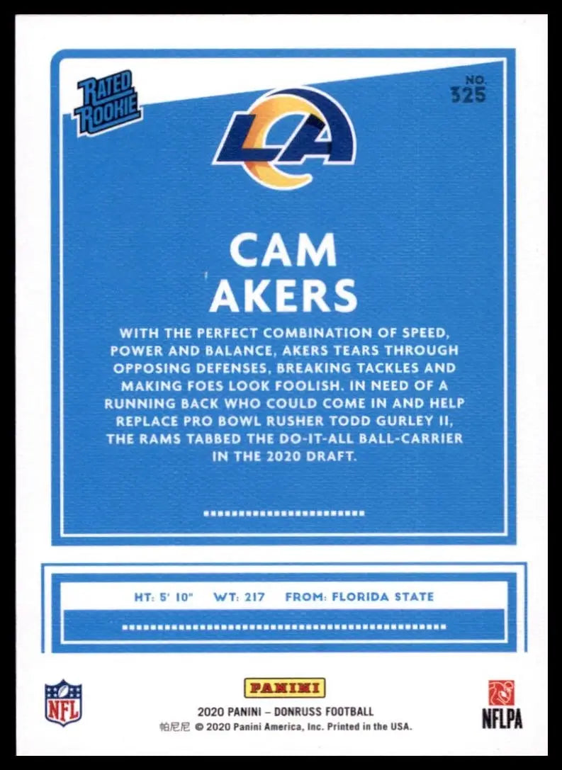 2020 Panini Donruss - Rated Rookie Cam Akers #325 Canvas (RC)