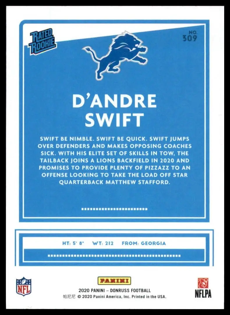 2020 Panini Donruss - Rated Rookie D’Andre Swift #309 (RC) - Football Card Single