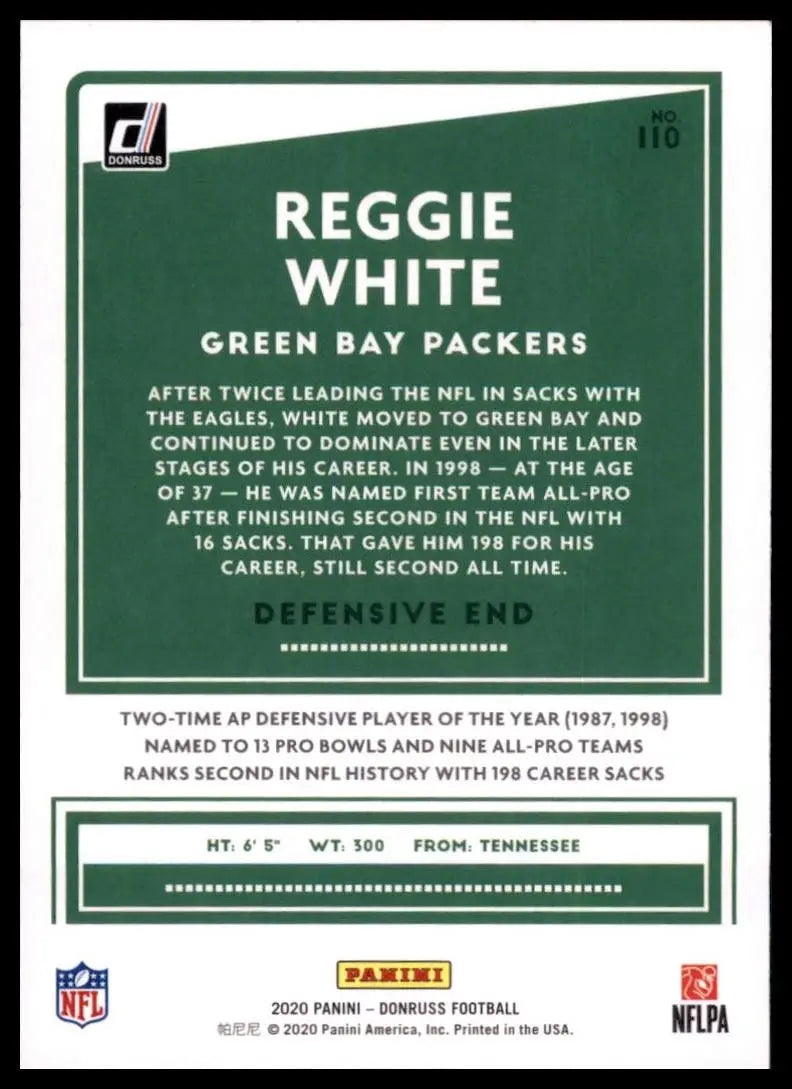 2020 Panini Donruss - Reggie White #110 Press Proof Blue