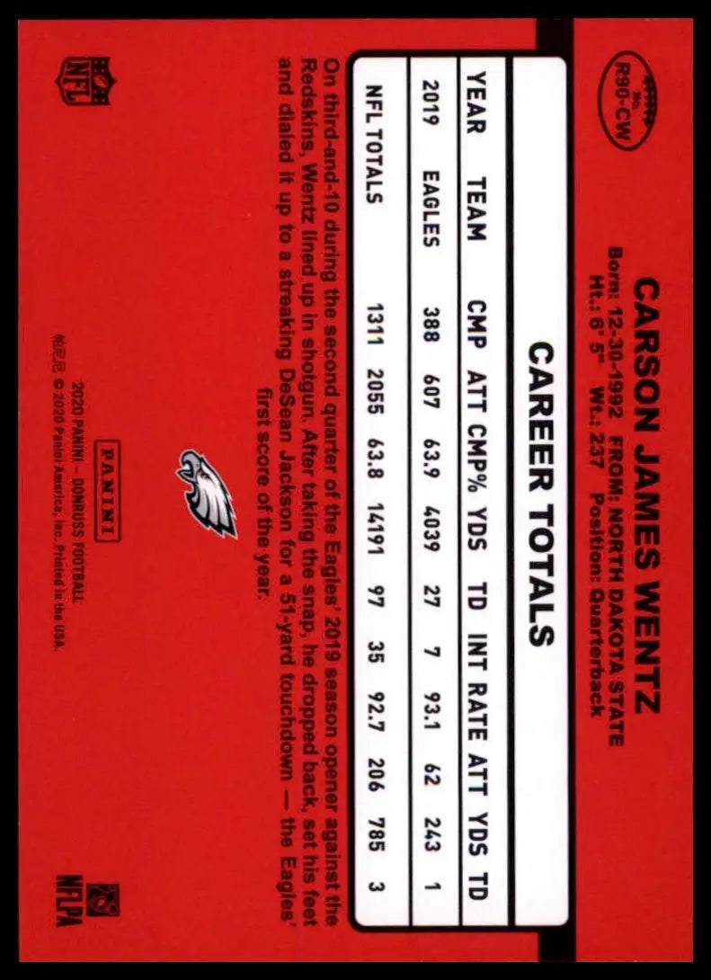 2020 Panini Donruss - Retro 1990 Carson Wentz #R90-CW